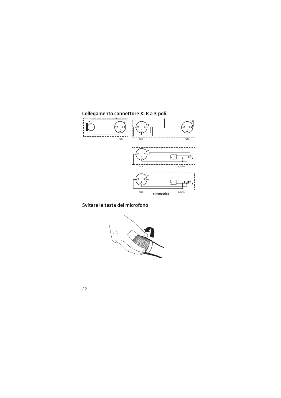 Collegamento connettore xlr a 3 poli, Svitare la testa del microfono | Sennheiser 905 User Manual | Page 22 / 40