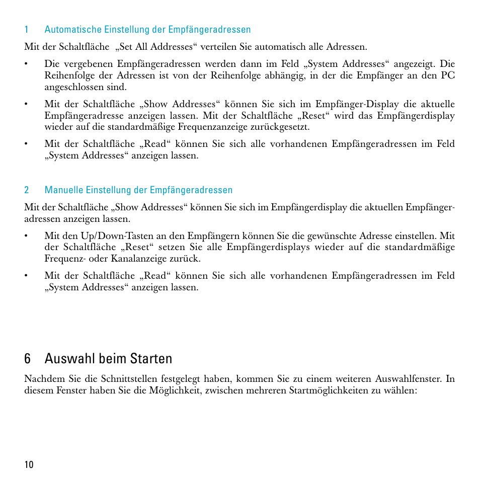 6 auswahl beim starten, 6auswahl beim starten | Sennheiser S-MCD 3000 HP User Manual | Page 10 / 134