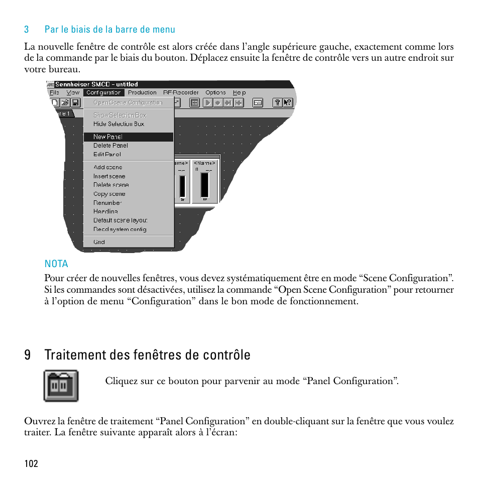 9 traitement des fenêtres de contrôle, 9traitement des fenêtres de contrôle | Sennheiser S-MCD 3000 HP User Manual | Page 102 / 134
