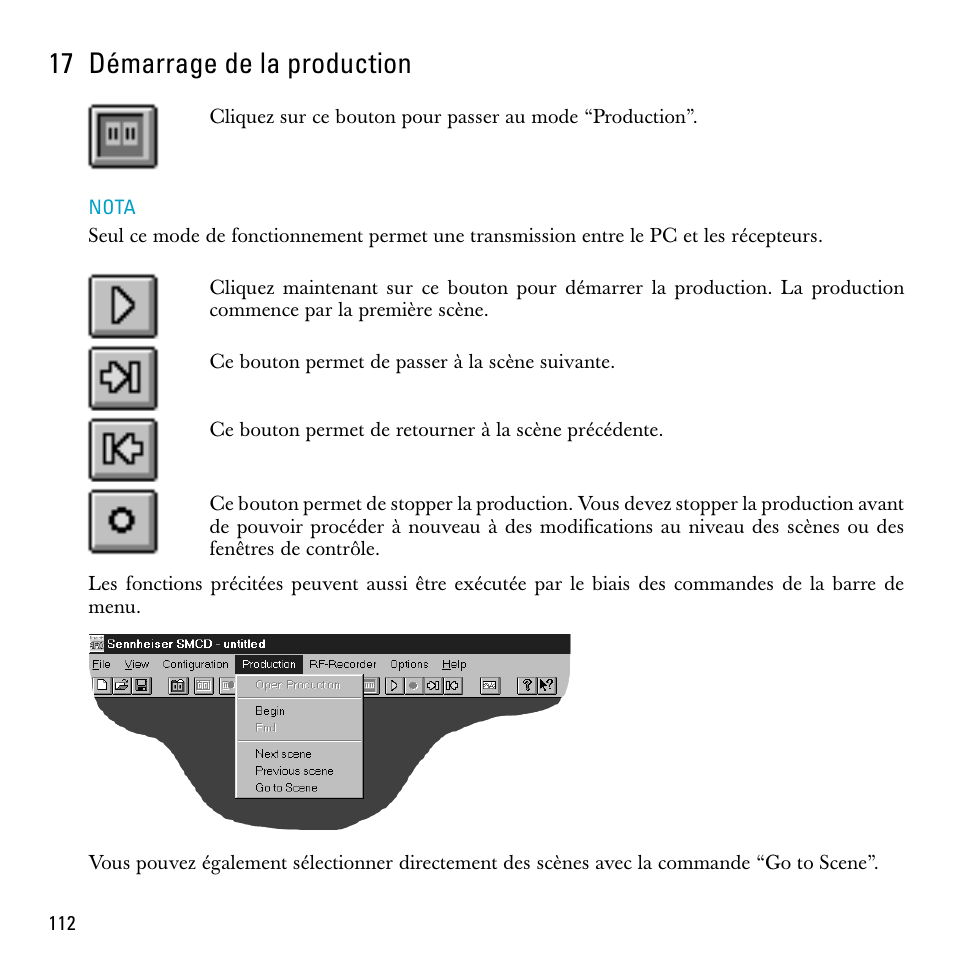 17 démarrage de la production | Sennheiser S-MCD 3000 HP User Manual | Page 112 / 134