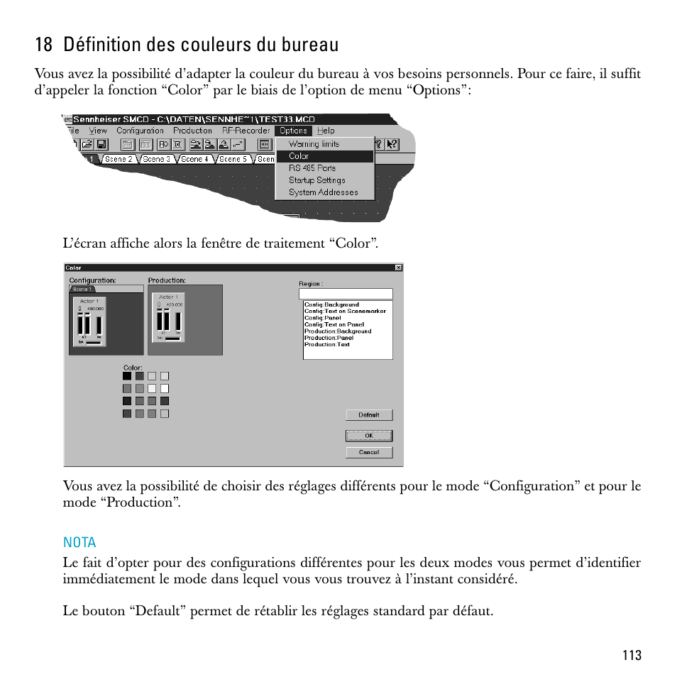 18 définition des couleurs du bureau | Sennheiser S-MCD 3000 HP User Manual | Page 113 / 134