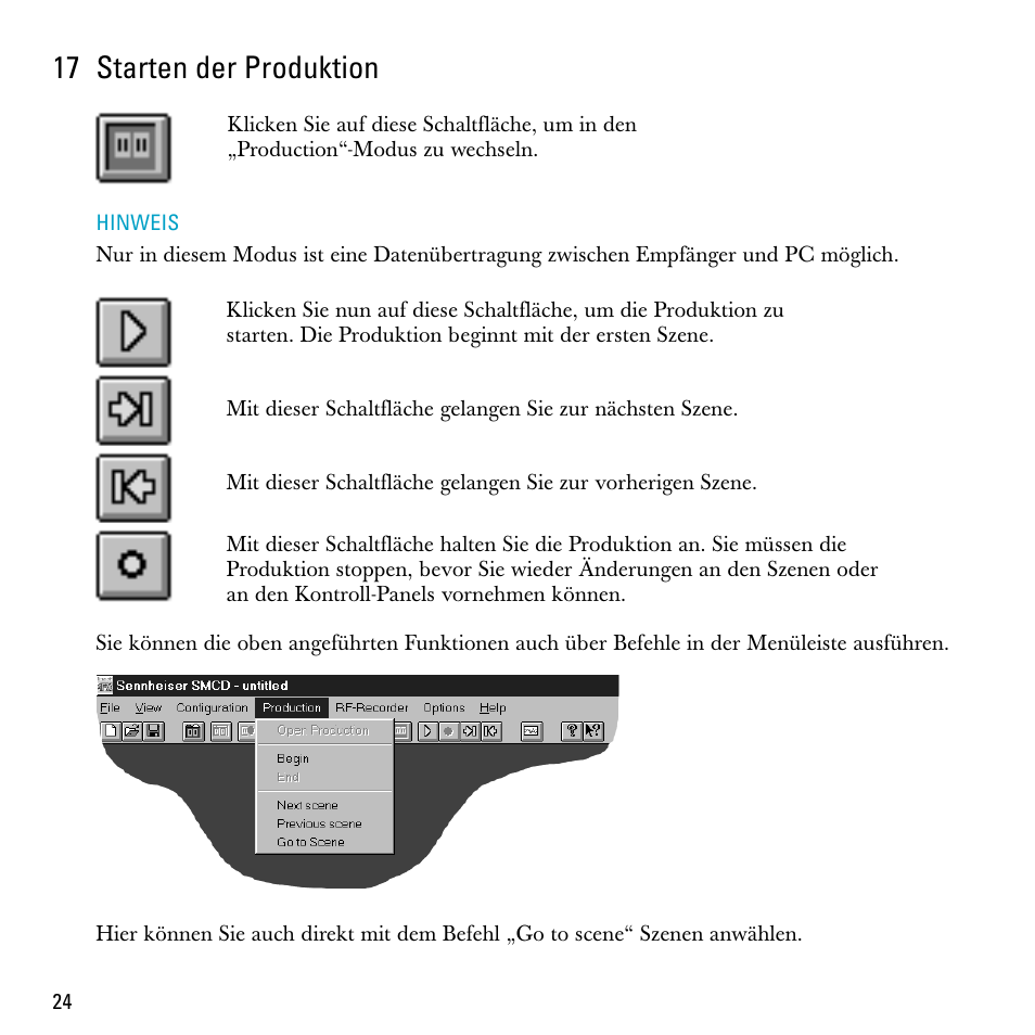 17 starten der produktion | Sennheiser S-MCD 3000 HP User Manual | Page 24 / 134