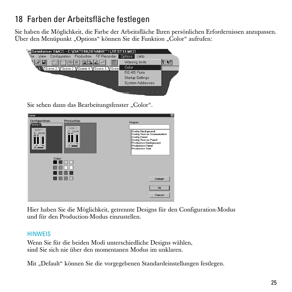 18 farben der arbeitsfläche festlegen | Sennheiser S-MCD 3000 HP User Manual | Page 25 / 134