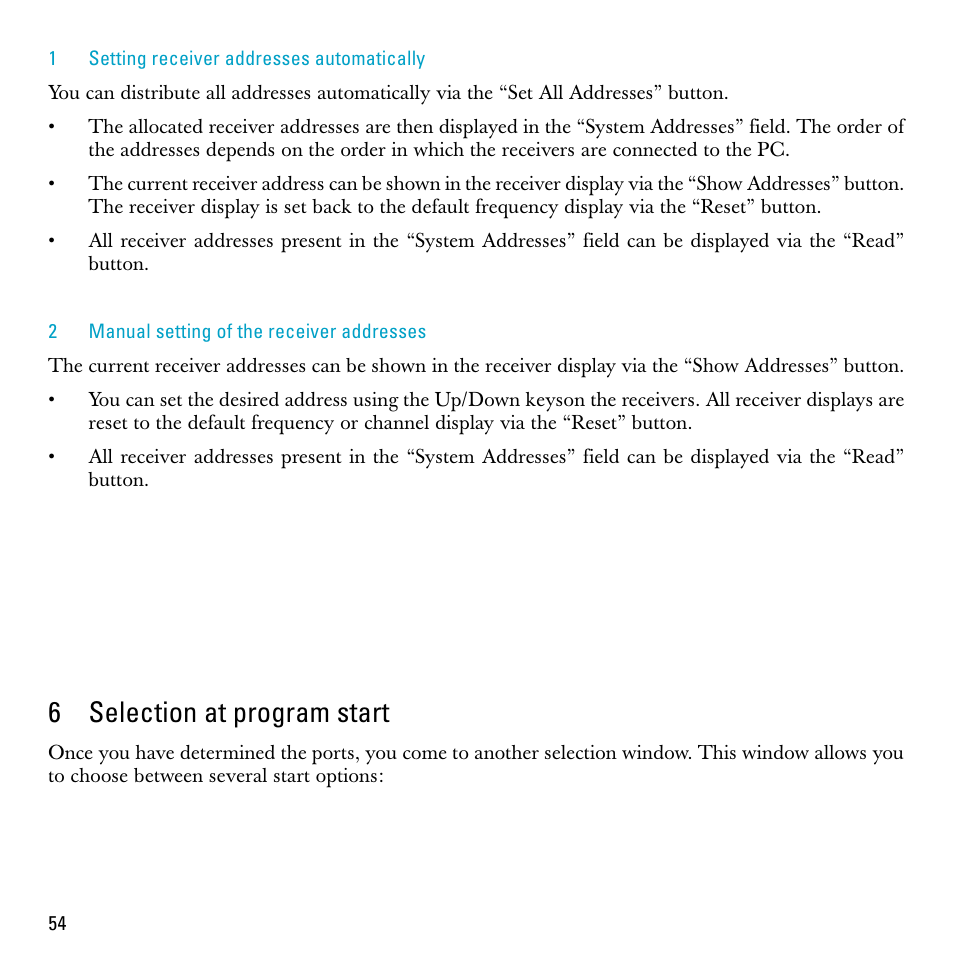 6 selection at program start, 6selection at program start | Sennheiser S-MCD 3000 HP User Manual | Page 54 / 134