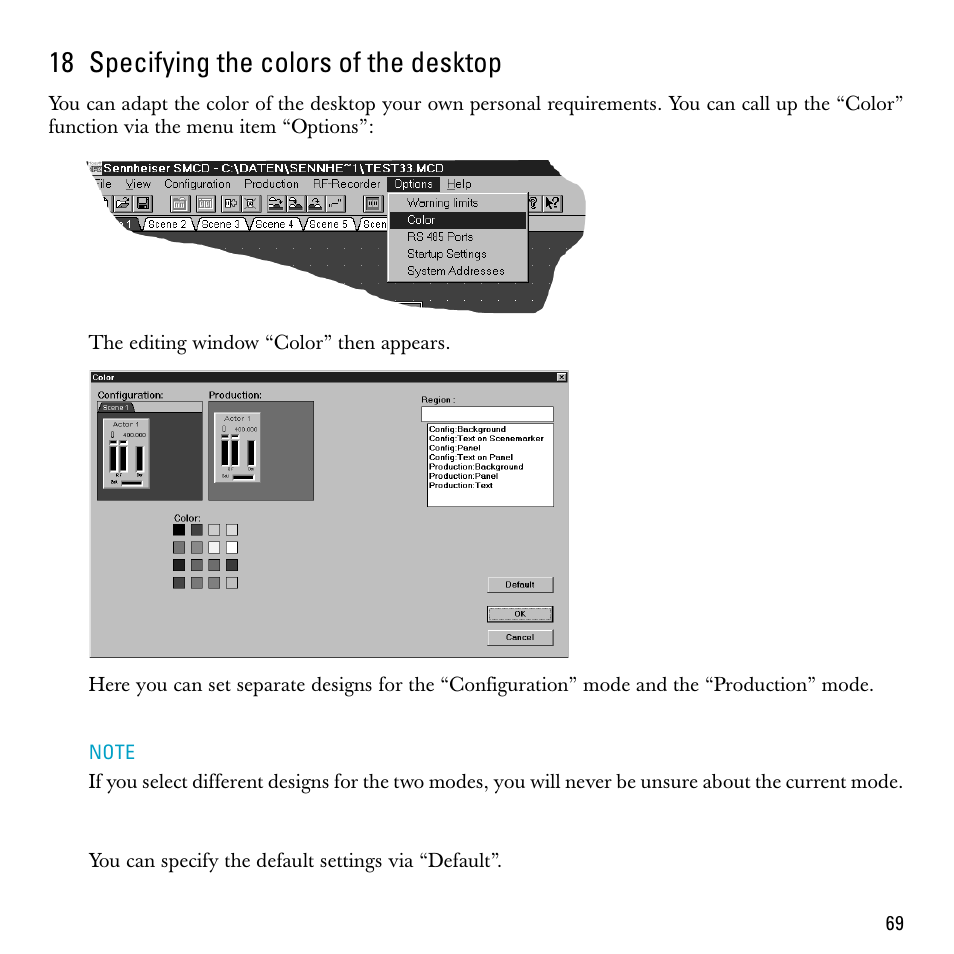 18 specifying the colors of the desktop | Sennheiser S-MCD 3000 HP User Manual | Page 69 / 134