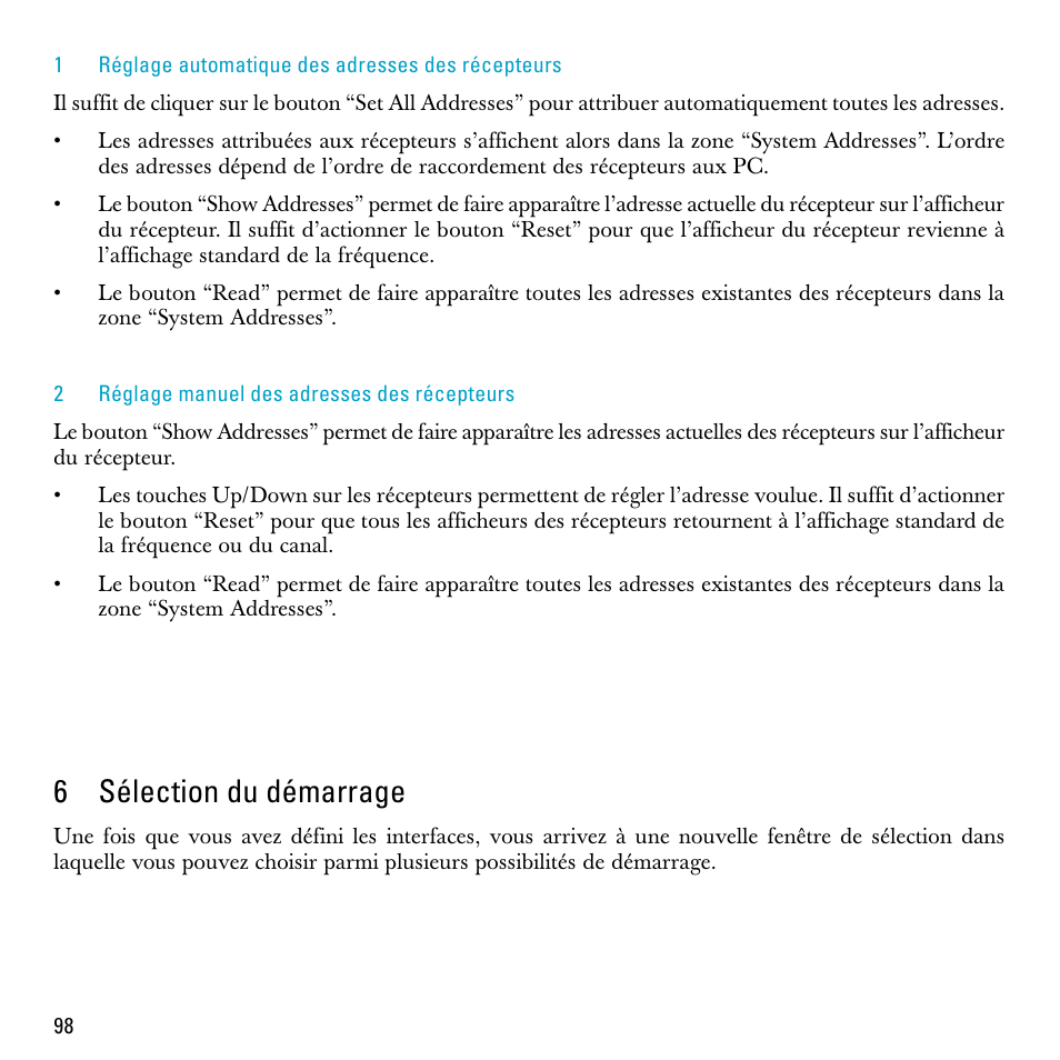 6 sélection du démarrage, 6sélection du démarrage | Sennheiser S-MCD 3000 HP User Manual | Page 98 / 134
