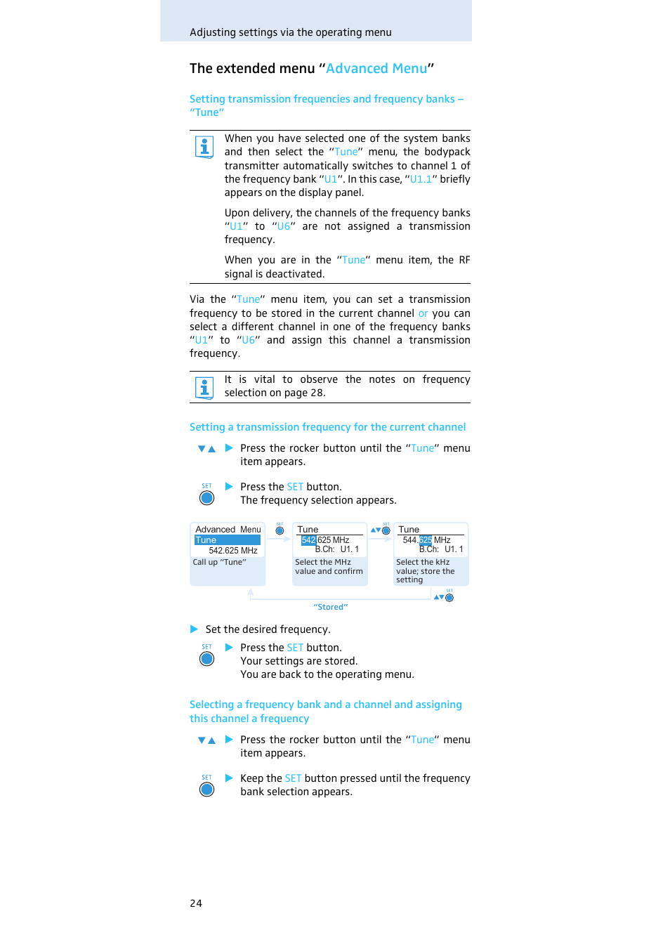 The extended menu “advanced menu, The extended menu “ advanced menu | Sennheiser SK 500 G3 User Manual | Page 25 / 42