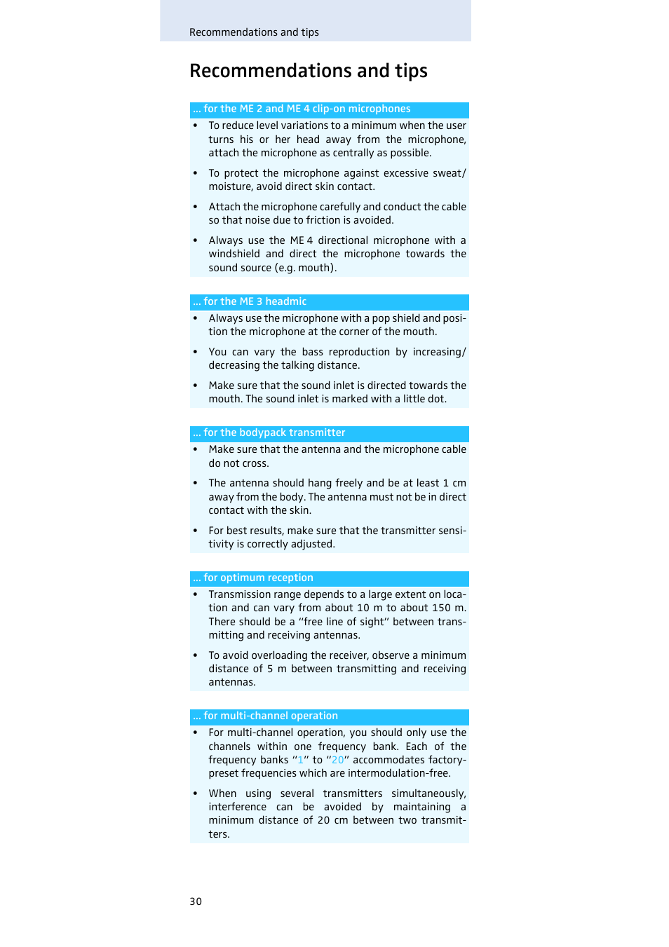 Recommendations and tips | Sennheiser SK 500 G3 User Manual | Page 31 / 42