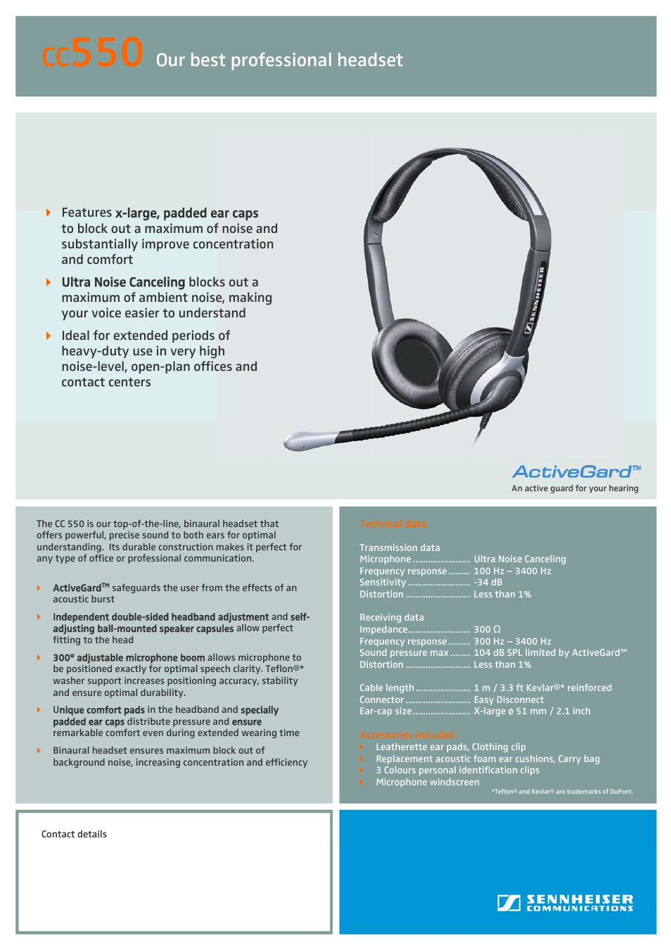 Sennheiser ACTIVEGARD CC550 User Manual | 1 page