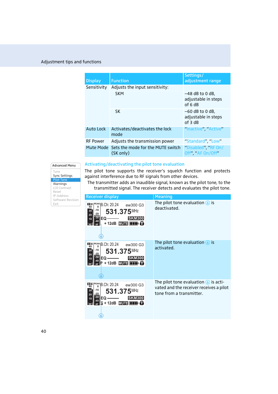 Sennheiser Rack-mount Receiver EM 300 G3 User Manual | Page 41 / 62