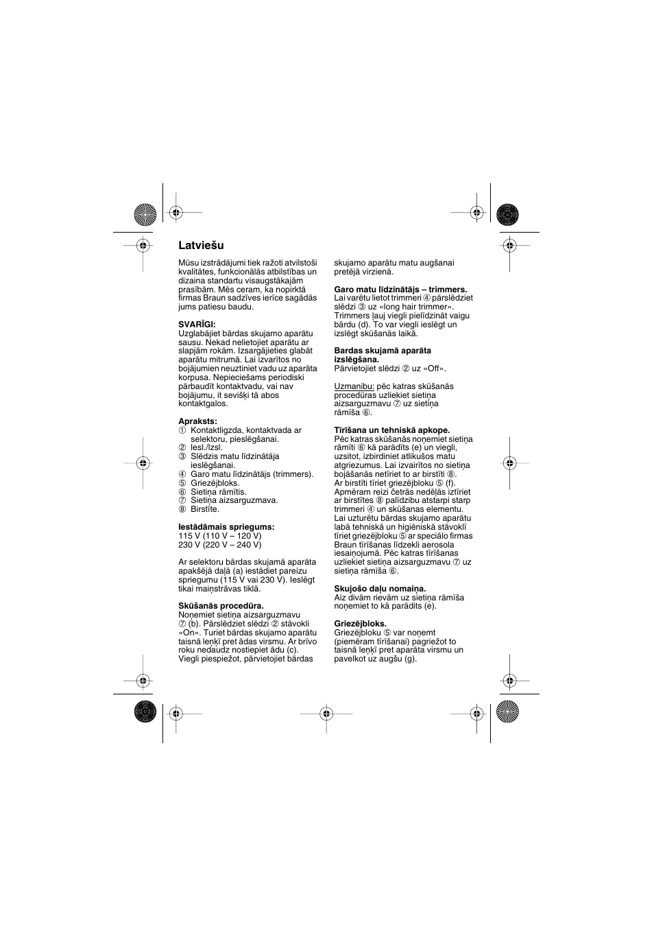 Latviesku | Braun 1013 User Manual | Page 13 / 27