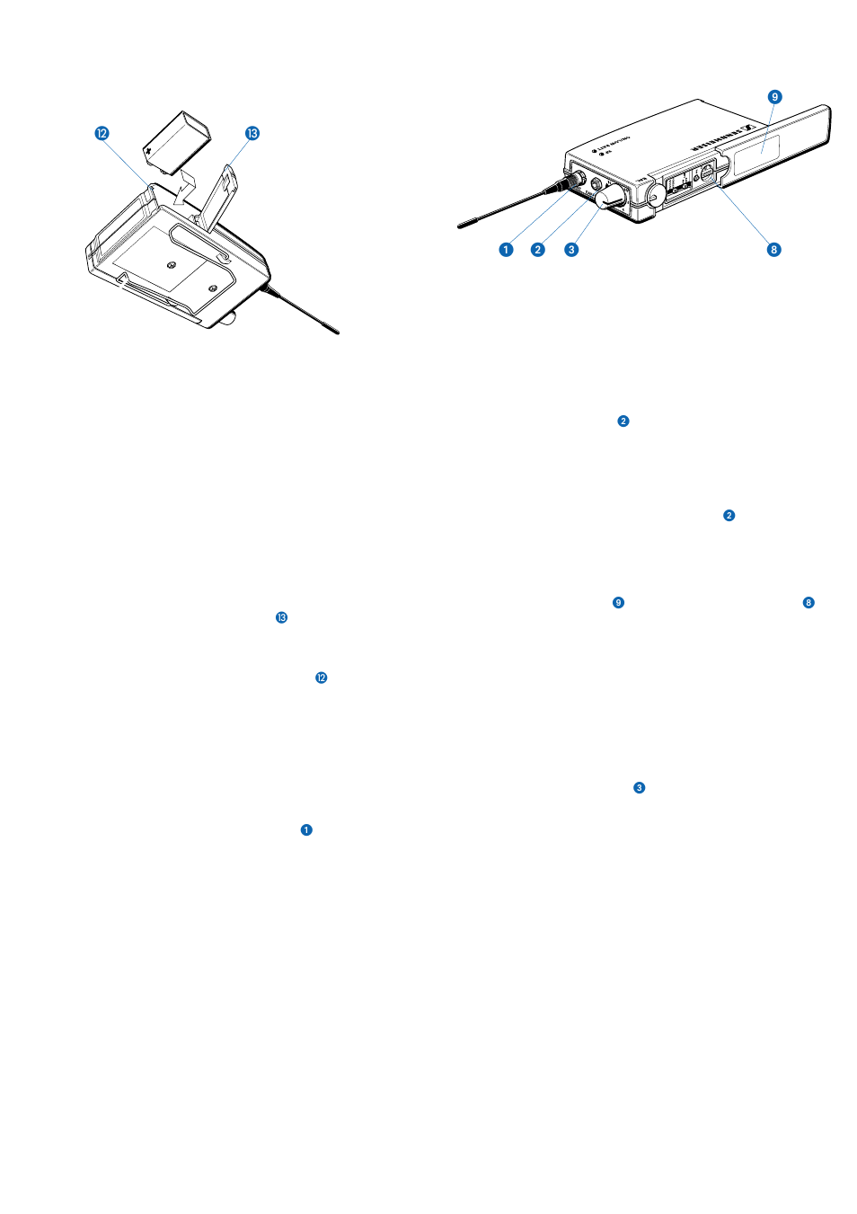8hörer anschließen, 9empfangskanal auswählen, 10 einschalten | 5batterie- oder akkubetrieb, 6batterie einsetzen / wechseln, 7antenne | Sennheiser EK 3053-U User Manual | Page 5 / 39