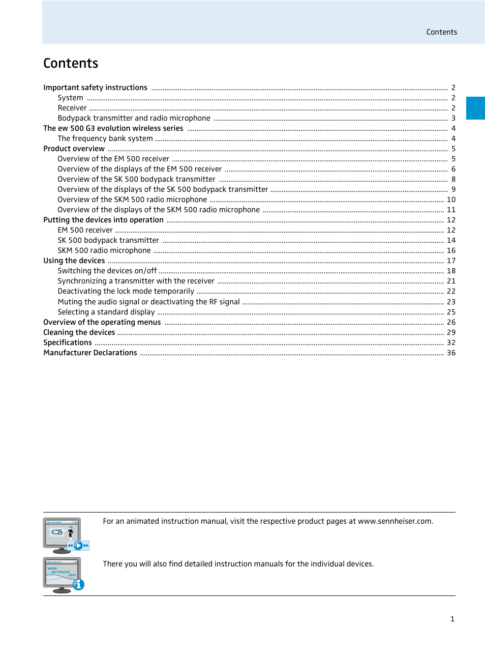 Sennheiser 500 Series User Manual | Page 3 / 42