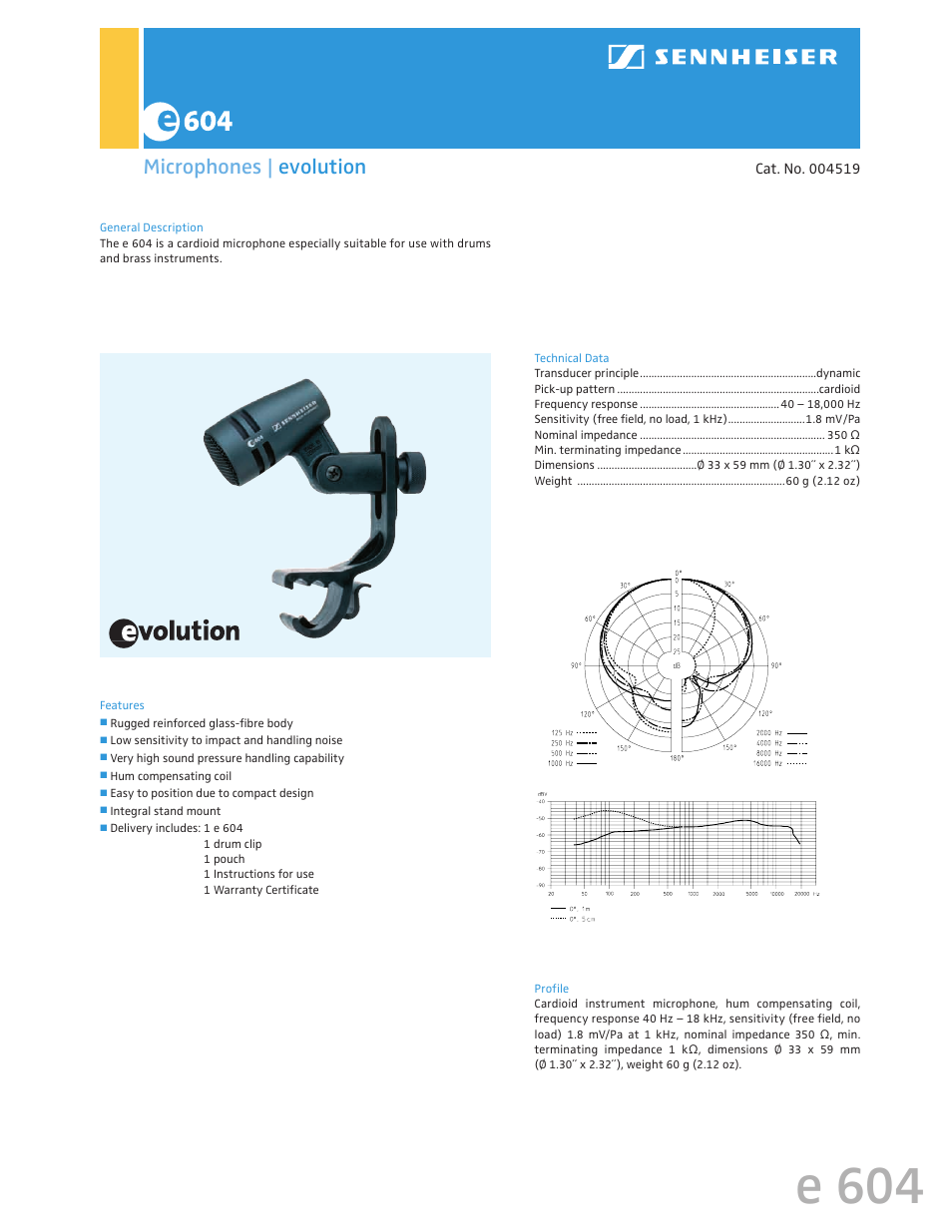 Sennheiser Evolution 004519 User Manual | 1 page