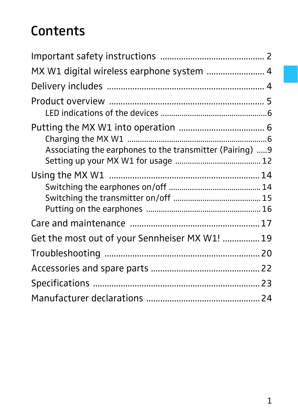 Sennheiser Digital Wireless System MX W1 User Manual | Page 2 / 28