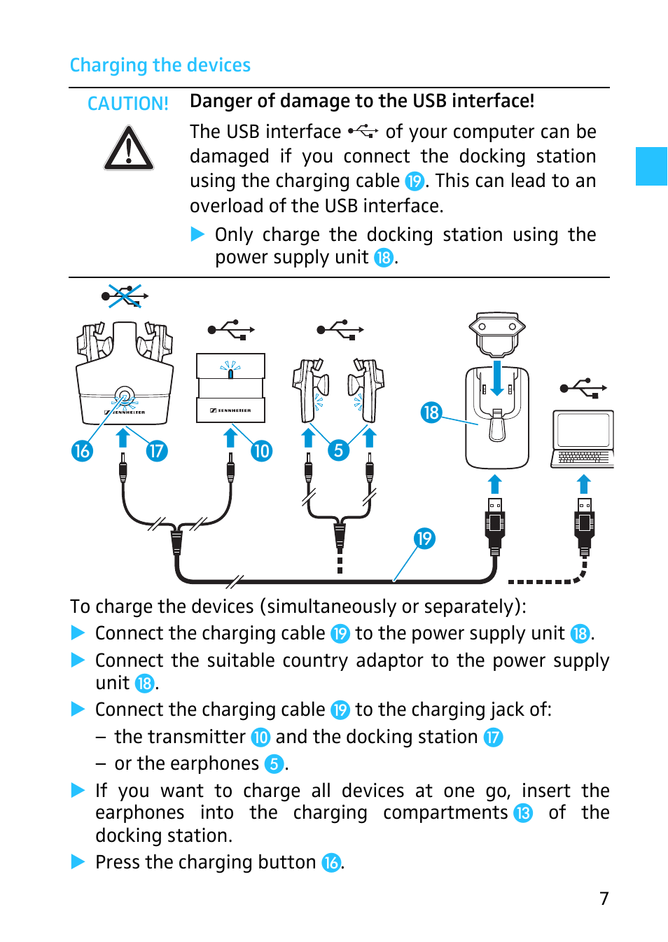 Charging the devices | Sennheiser Digital Wireless System MX W1 User Manual | Page 8 / 28