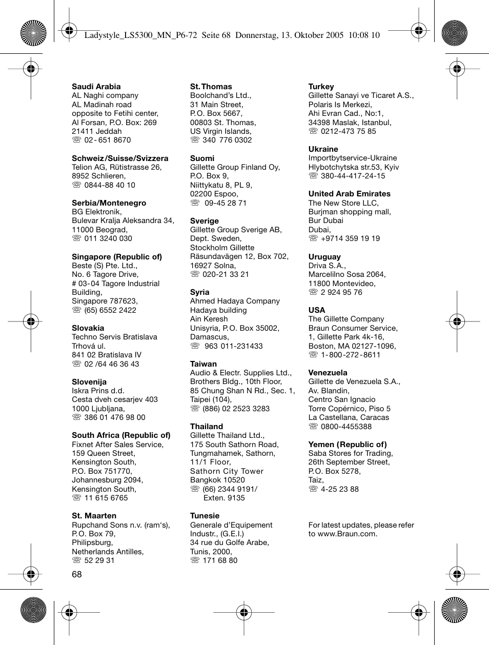 Braun LS 5300 User Manual | Page 68 / 68