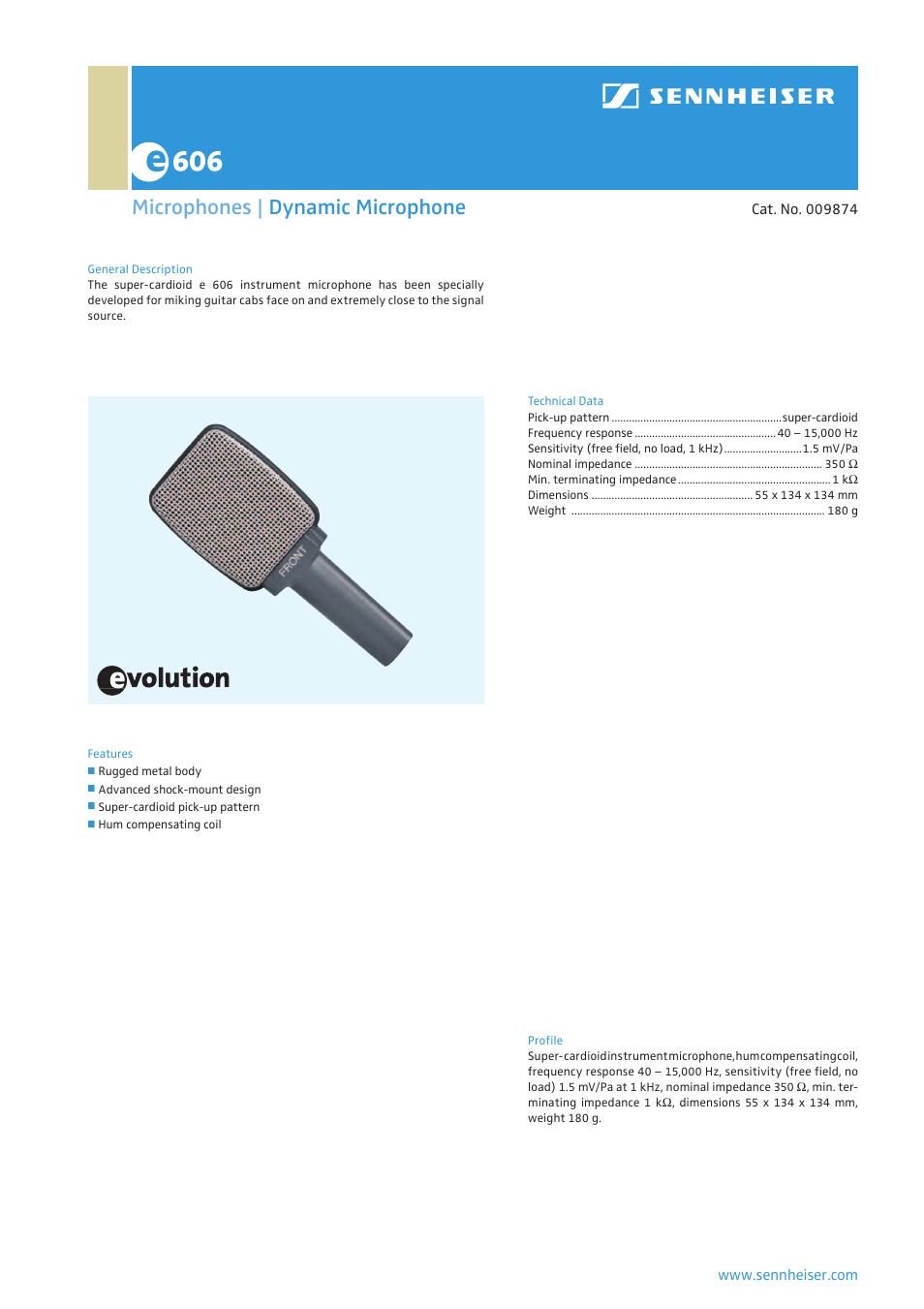 Sennheiser E606 User Manual | 1 page