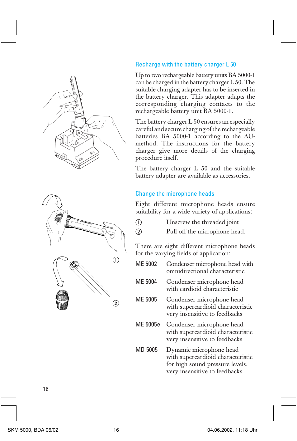 Sennheiser handheld transmitter SKM 5000 User Manual | Page 16 / 62