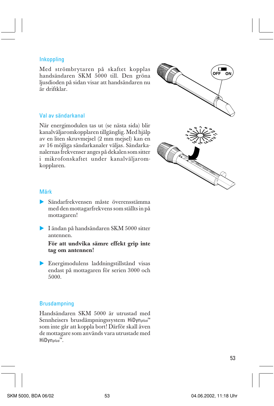 Sennheiser handheld transmitter SKM 5000 User Manual | Page 53 / 62