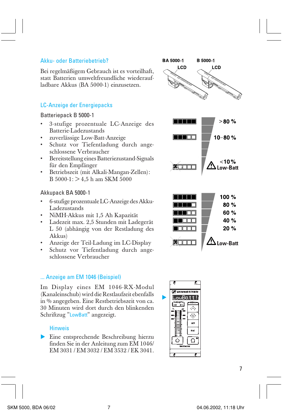 Sennheiser handheld transmitter SKM 5000 User Manual | Page 7 / 62