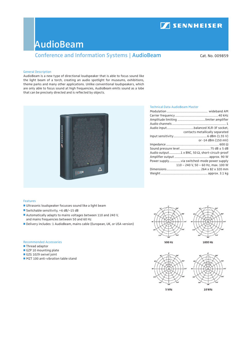 Sennheiser 9859 User Manual | 2 pages