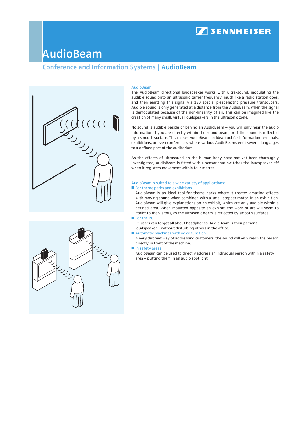 Audiobeam, Conference and information systems | audiobeam | Sennheiser 9859 User Manual | Page 2 / 2