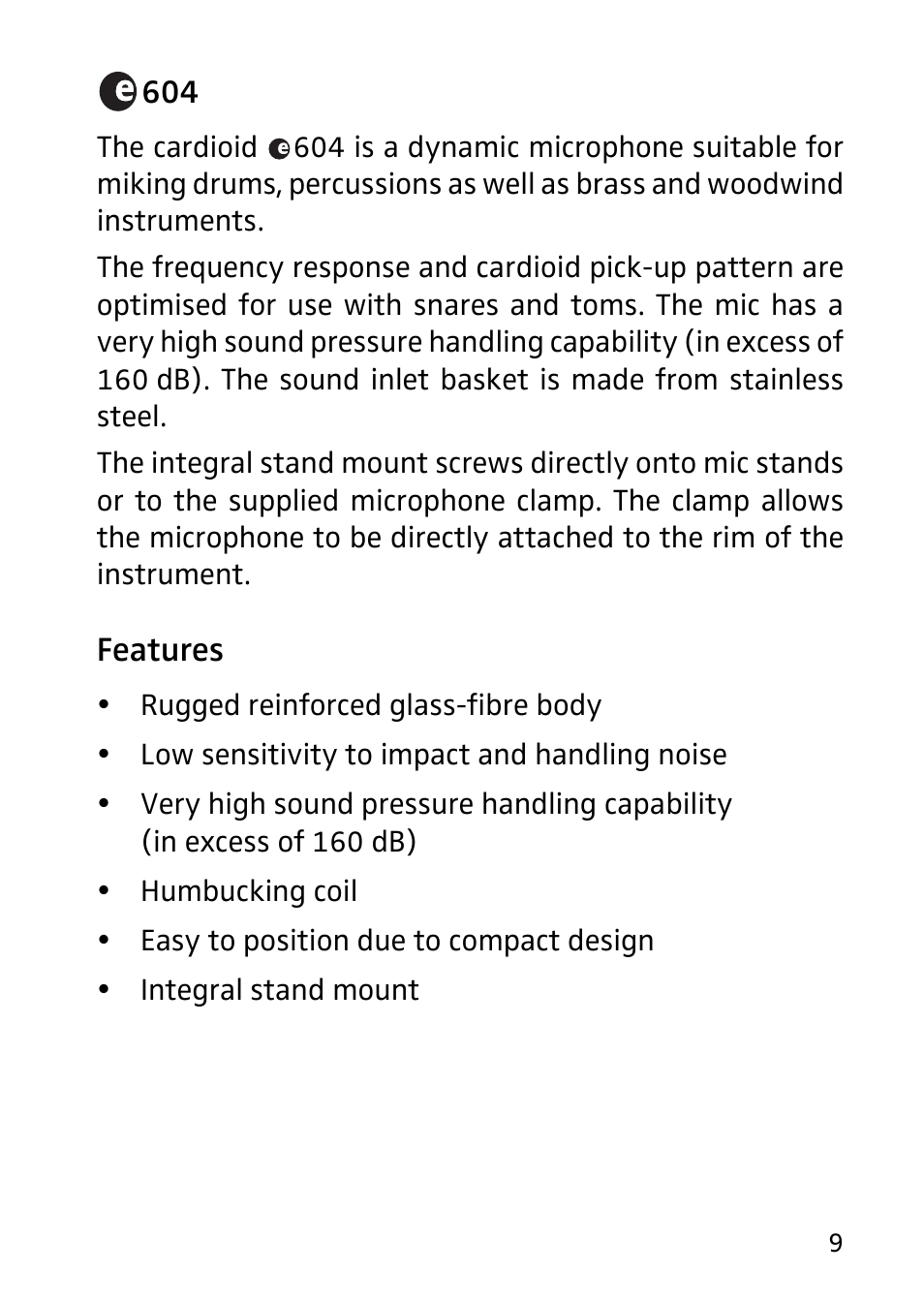 Features | Sennheiser 604 User Manual | Page 3 / 10