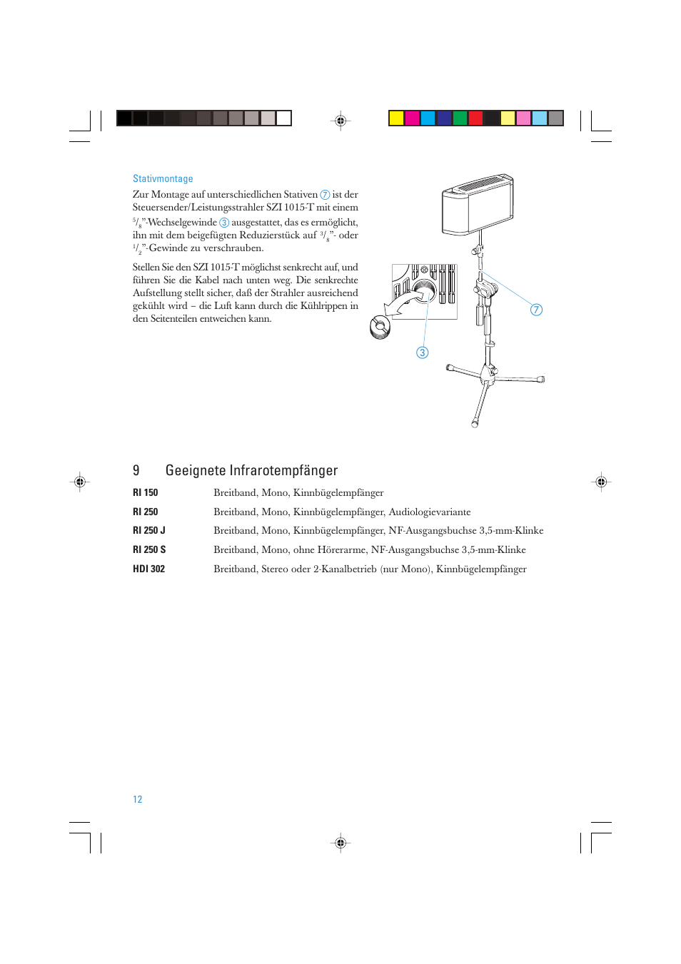 9geeignete infrarotempfänger | Sennheiser SZI 1015-T User Manual | Page 12 / 86