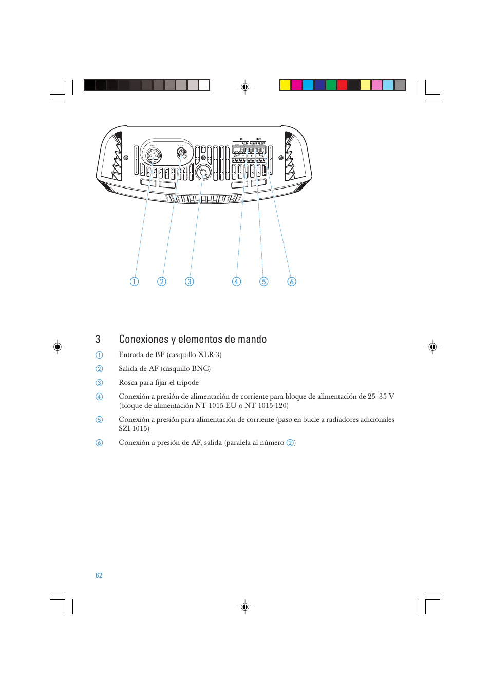 3conexiones y elementos de mando | Sennheiser SZI 1015-T User Manual | Page 62 / 86