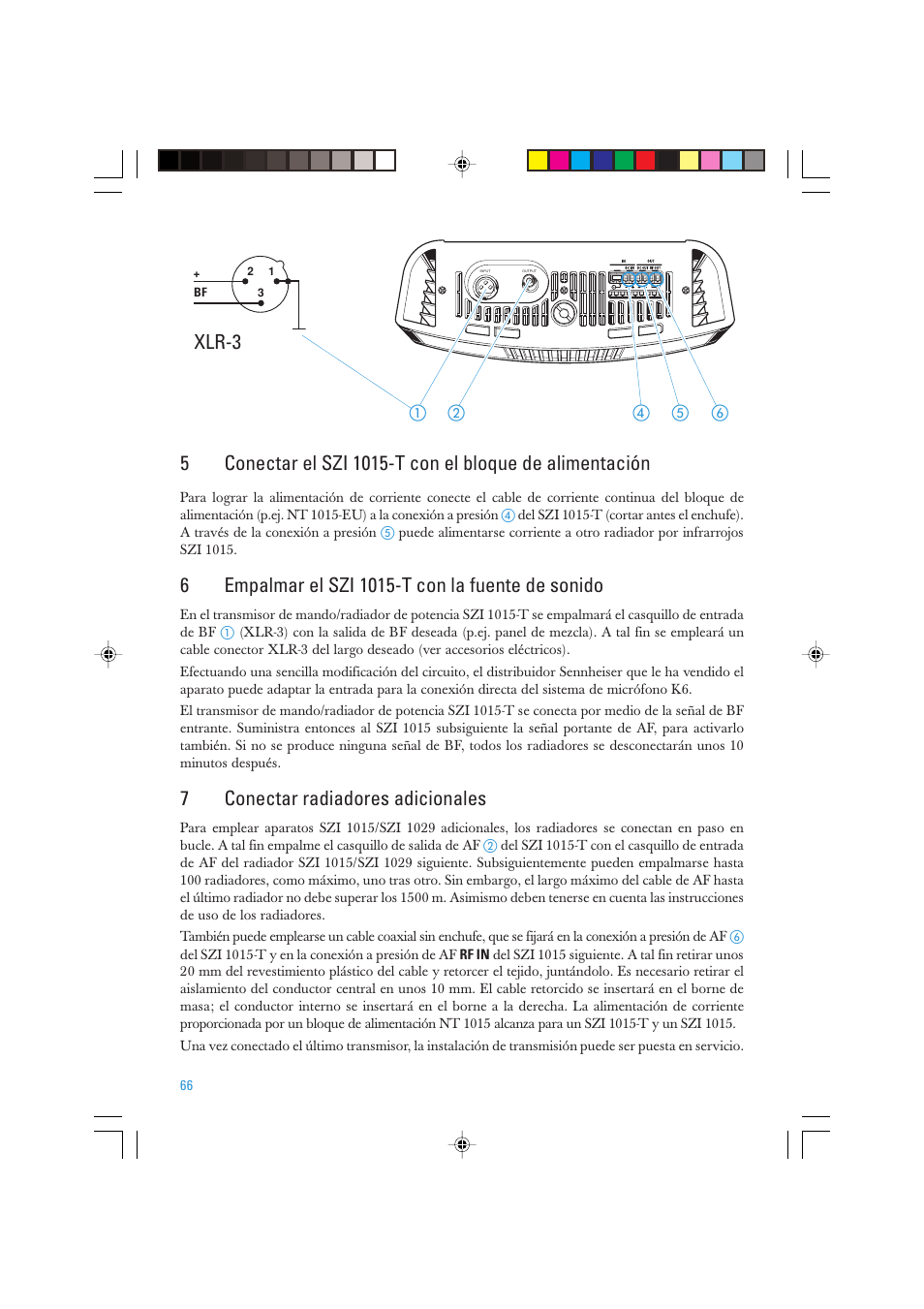 Xlr-3, 7conectar radiadores adicionales | Sennheiser SZI 1015-T User Manual | Page 66 / 86