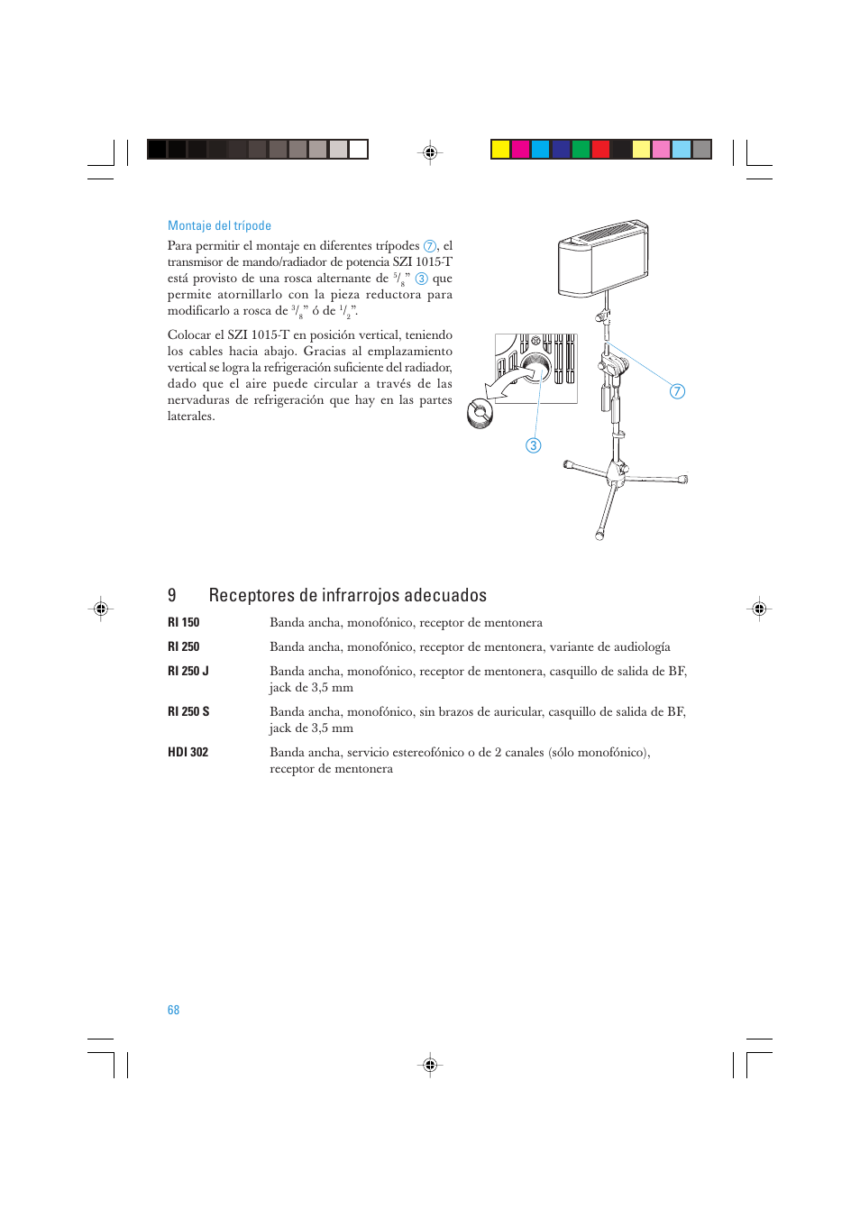 9receptores de infrarrojos adecuados | Sennheiser SZI 1015-T User Manual | Page 68 / 86