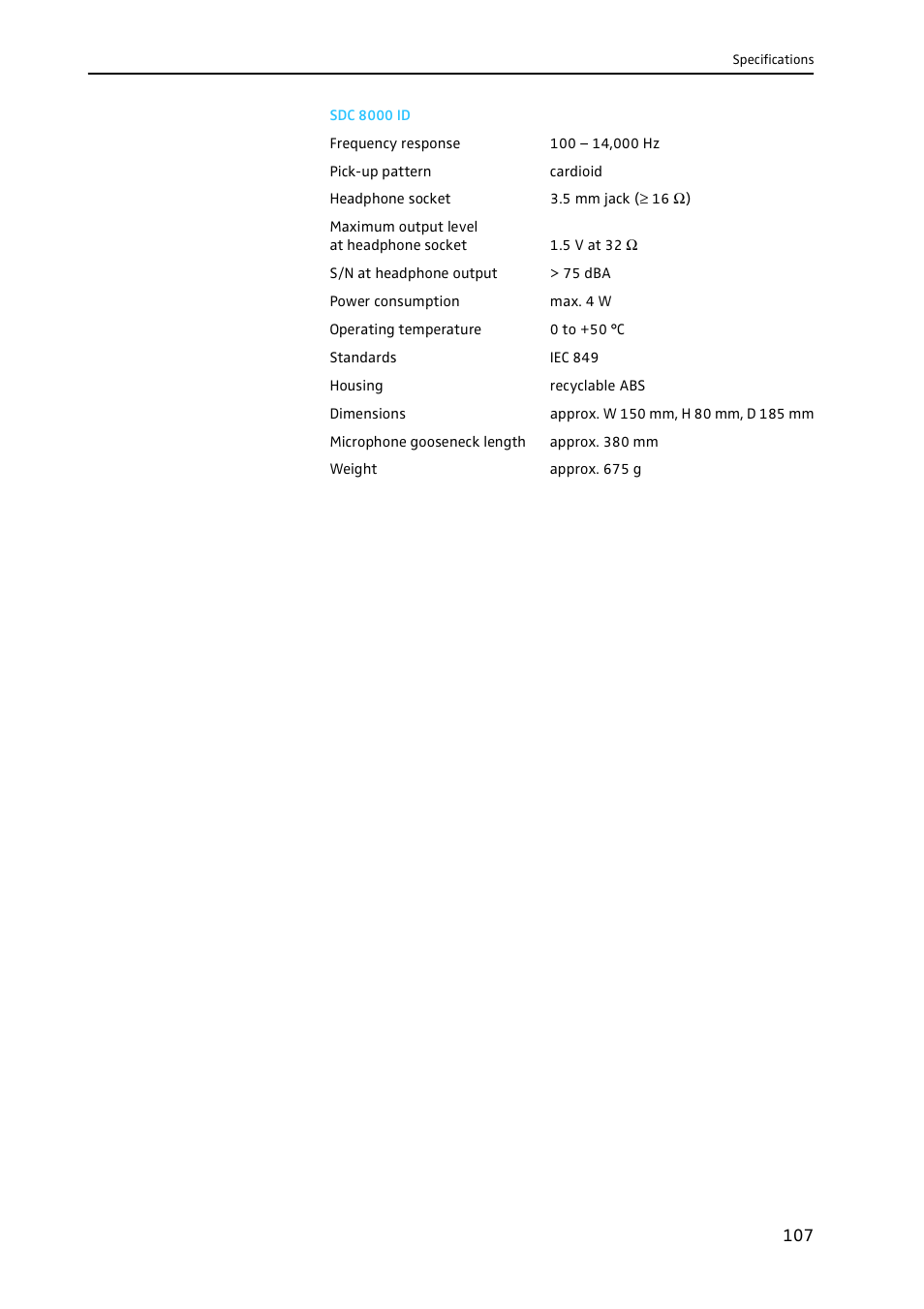 Sdc 8000 id | Sennheiser CONFERENCE SYSTEM SDC 8000 User Manual | Page 107 / 116