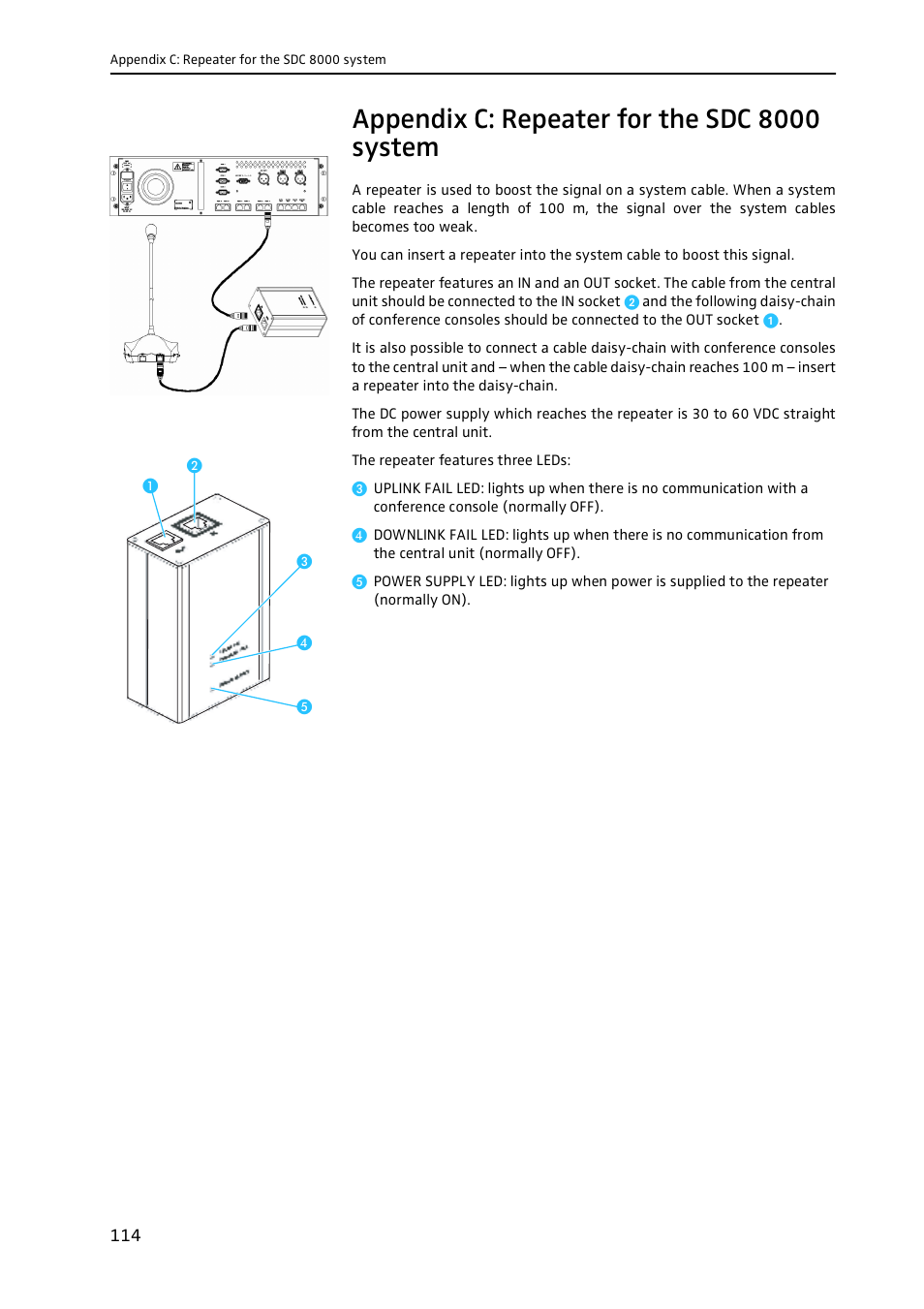 Appendix c: repeater for the sdc 8000 system | Sennheiser CONFERENCE SYSTEM SDC 8000 User Manual | Page 114 / 116