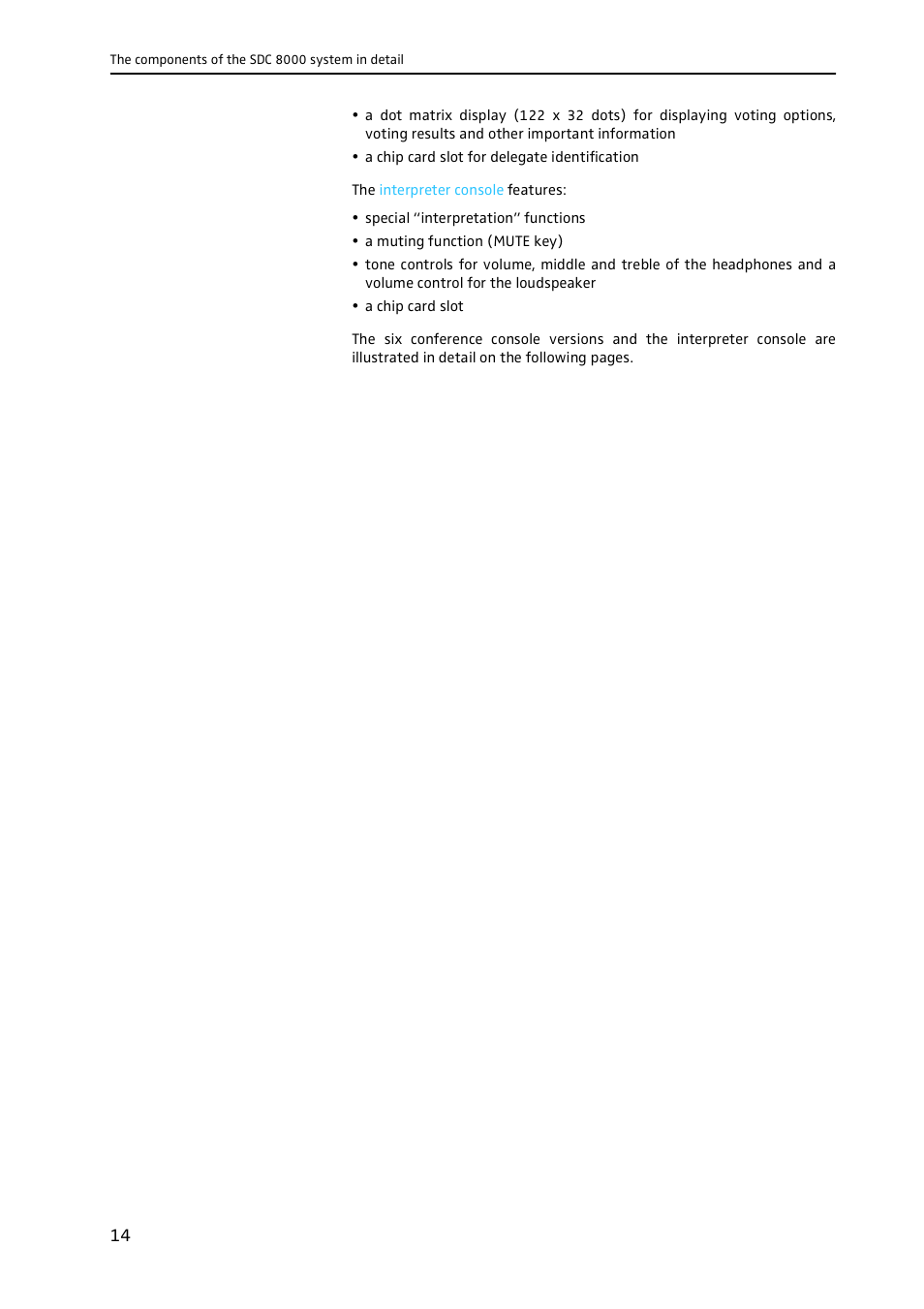 Sennheiser CONFERENCE SYSTEM SDC 8000 User Manual | Page 14 / 116
