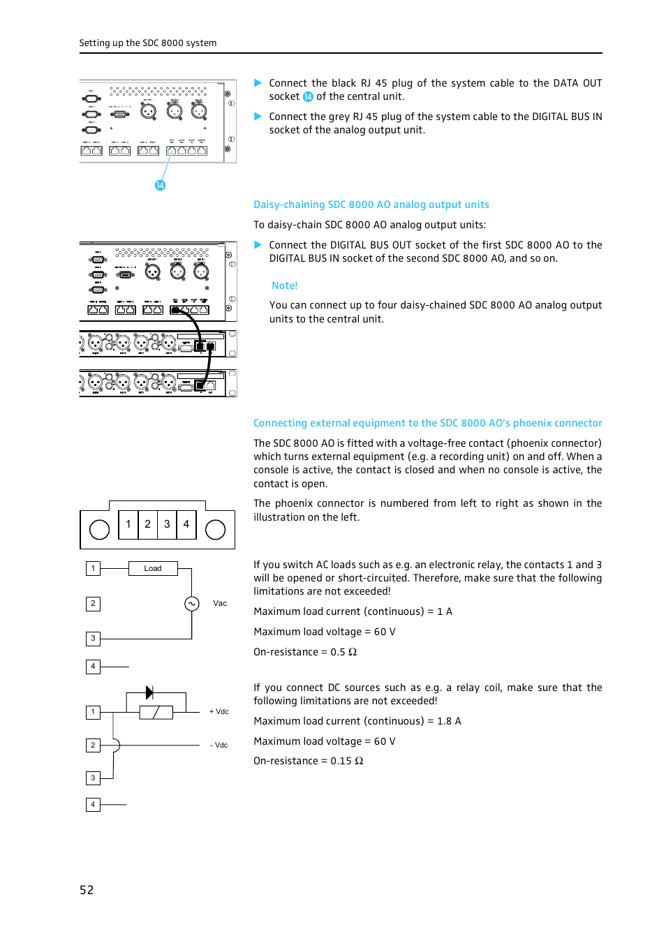 Daisy-chaining sdc 8000 ao analog output units | Sennheiser CONFERENCE SYSTEM SDC 8000 User Manual | Page 52 / 116