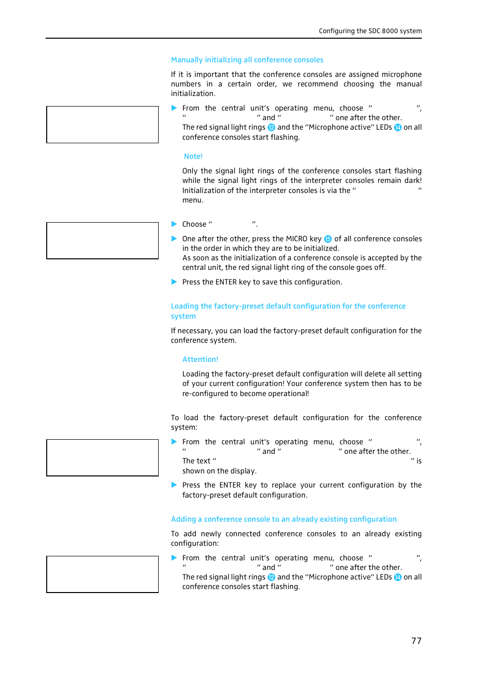 Manually initializing all conference consoles | Sennheiser CONFERENCE SYSTEM SDC 8000 User Manual | Page 77 / 116