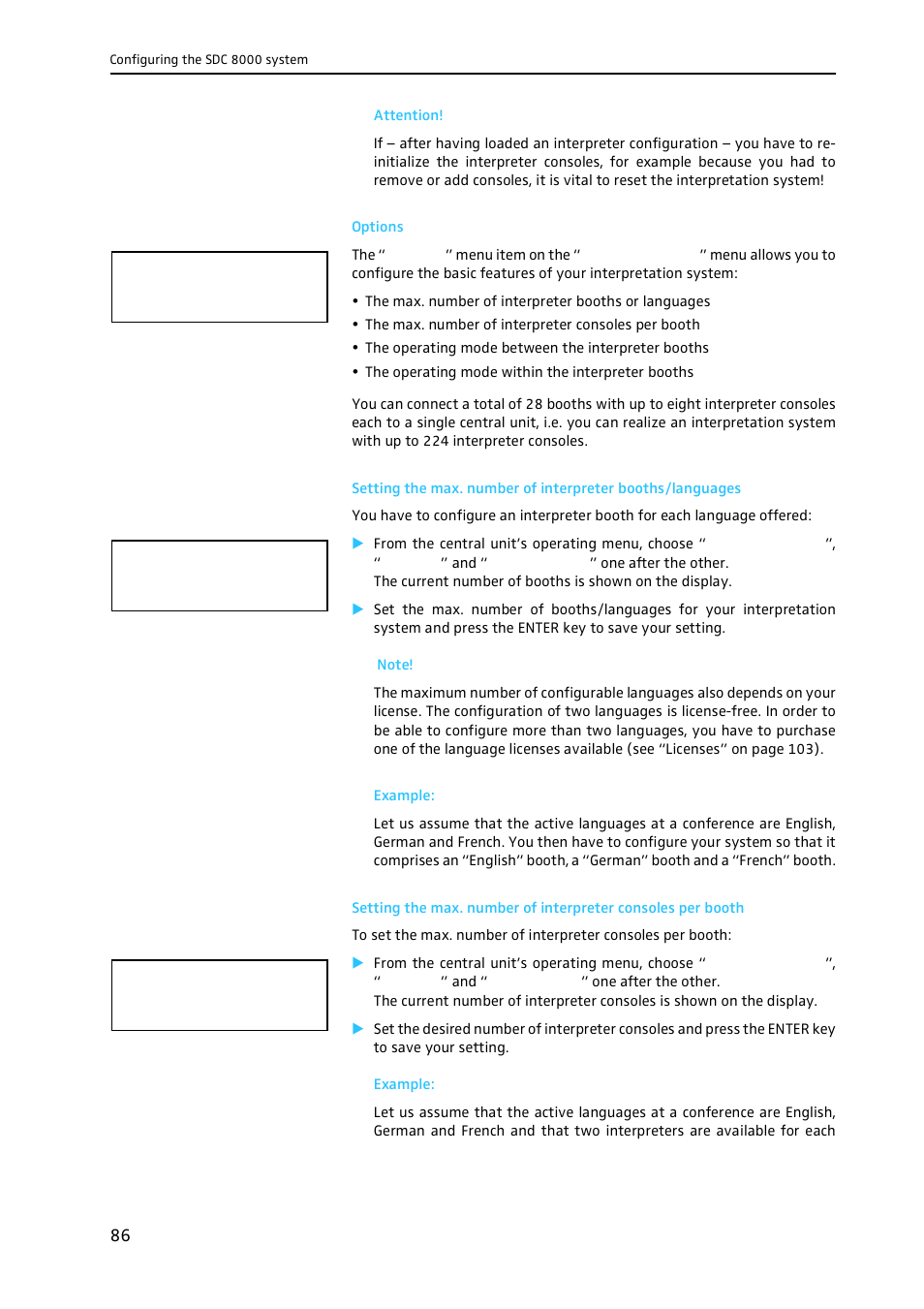 Options | Sennheiser CONFERENCE SYSTEM SDC 8000 User Manual | Page 86 / 116