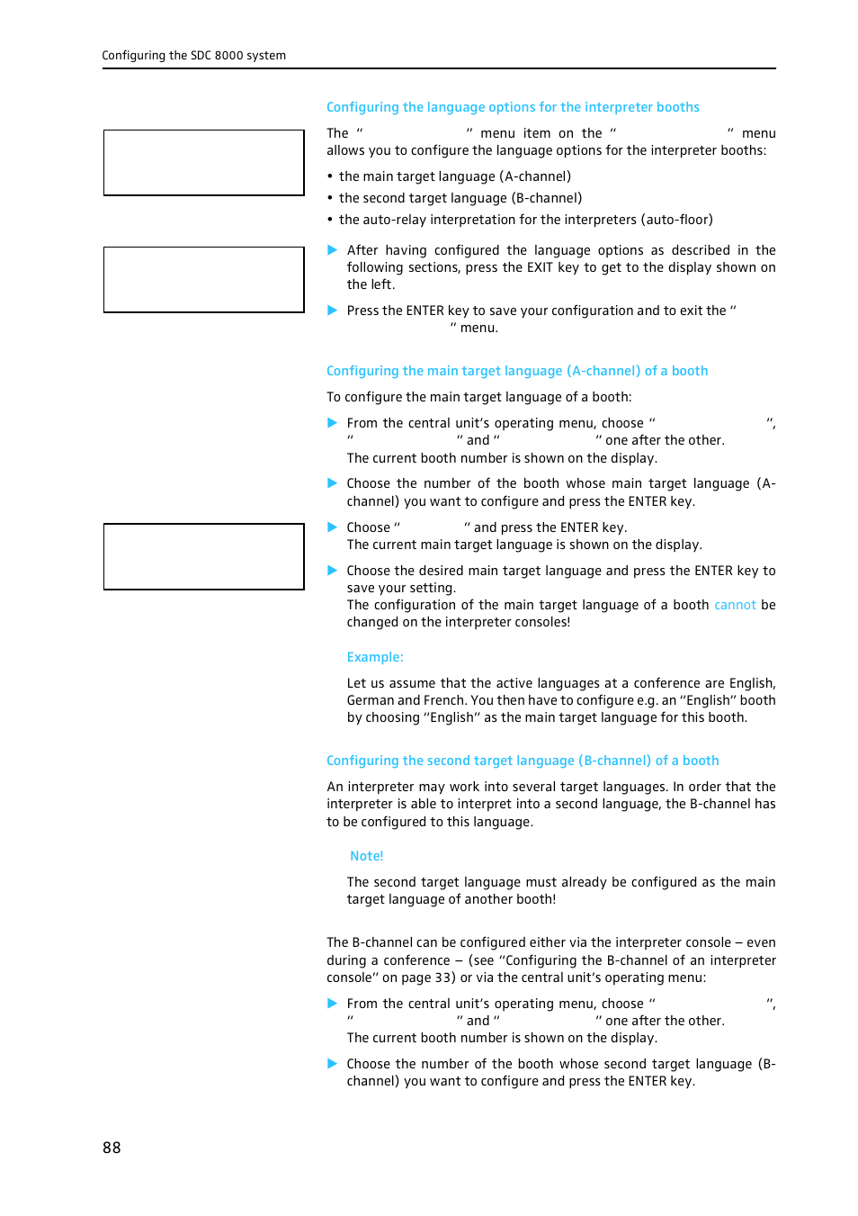 See “configuring, R “configuring the main | Sennheiser CONFERENCE SYSTEM SDC 8000 User Manual | Page 88 / 116