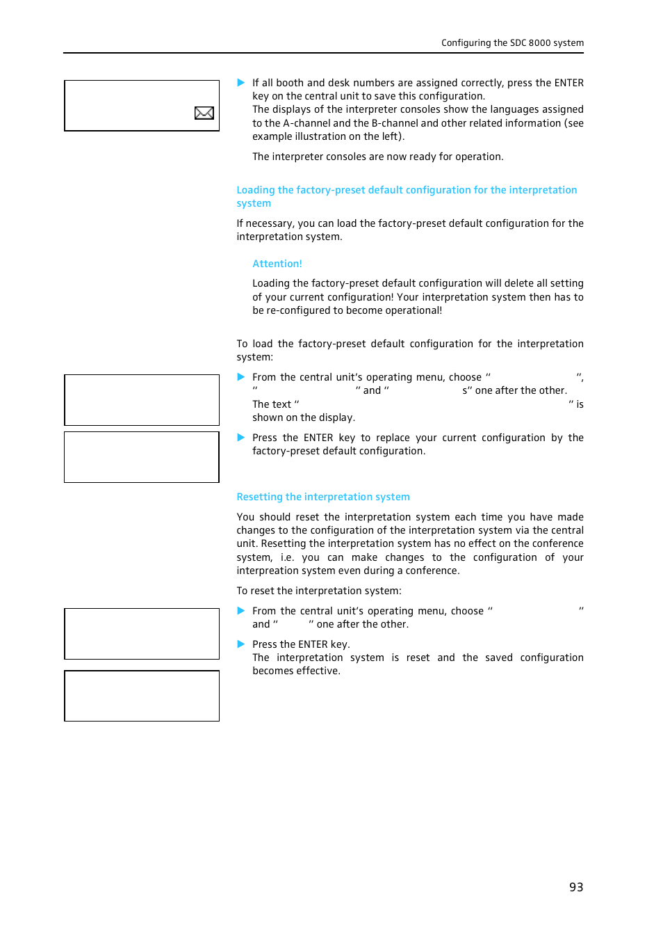 Resetting the interpretation system | Sennheiser CONFERENCE SYSTEM SDC 8000 User Manual | Page 93 / 116