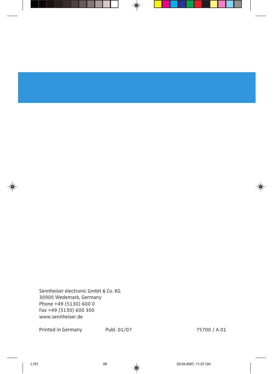 Sennheiser L151-10 User Manual | Page 28 / 28