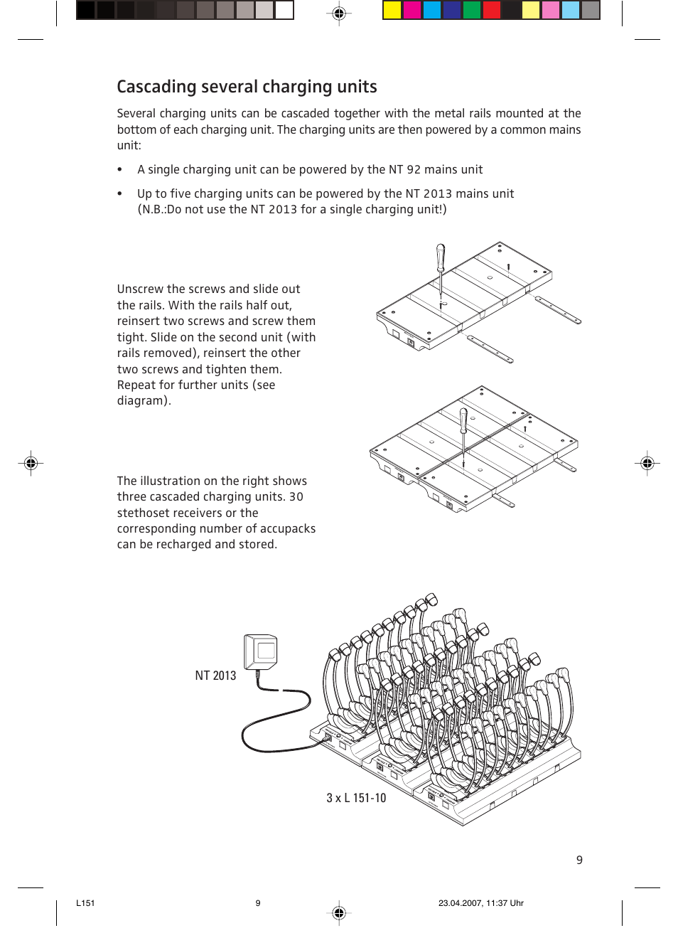 Cascading several charging units | Sennheiser L151-10 User Manual | Page 9 / 28
