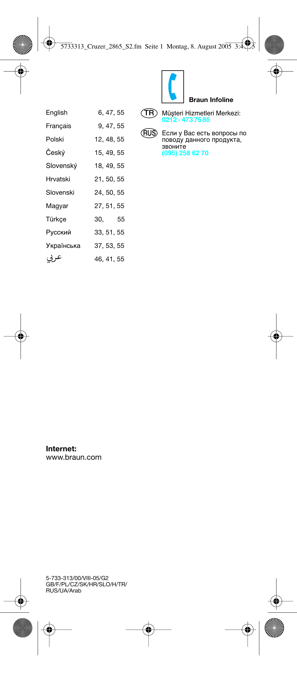 Braun 2865 User Manual | Page 2 / 62