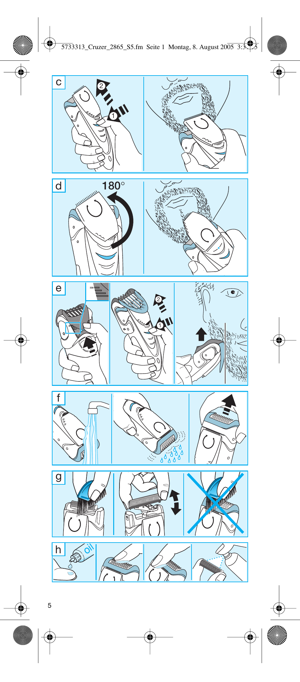 C180 ° d e g h | Braun 2865 User Manual | Page 5 / 62