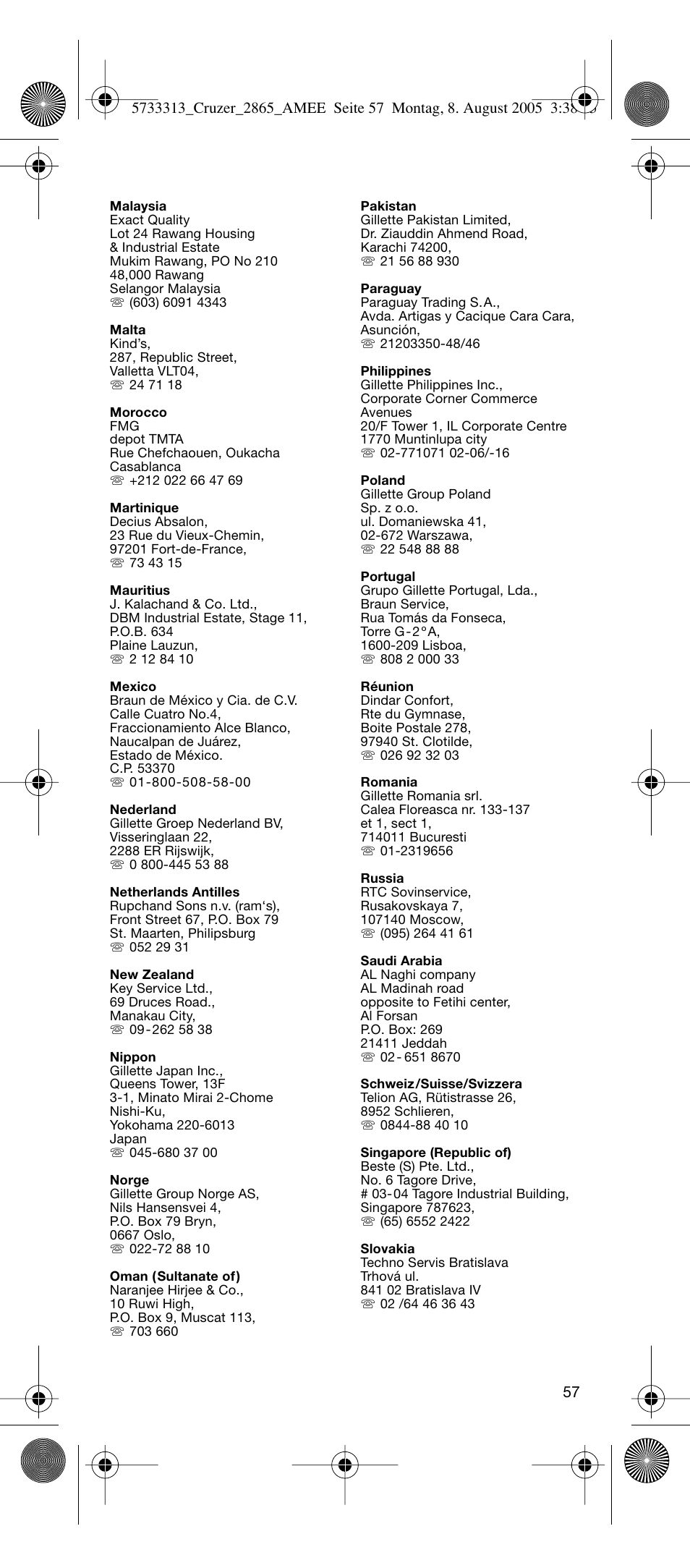Braun 2865 User Manual | Page 57 / 62