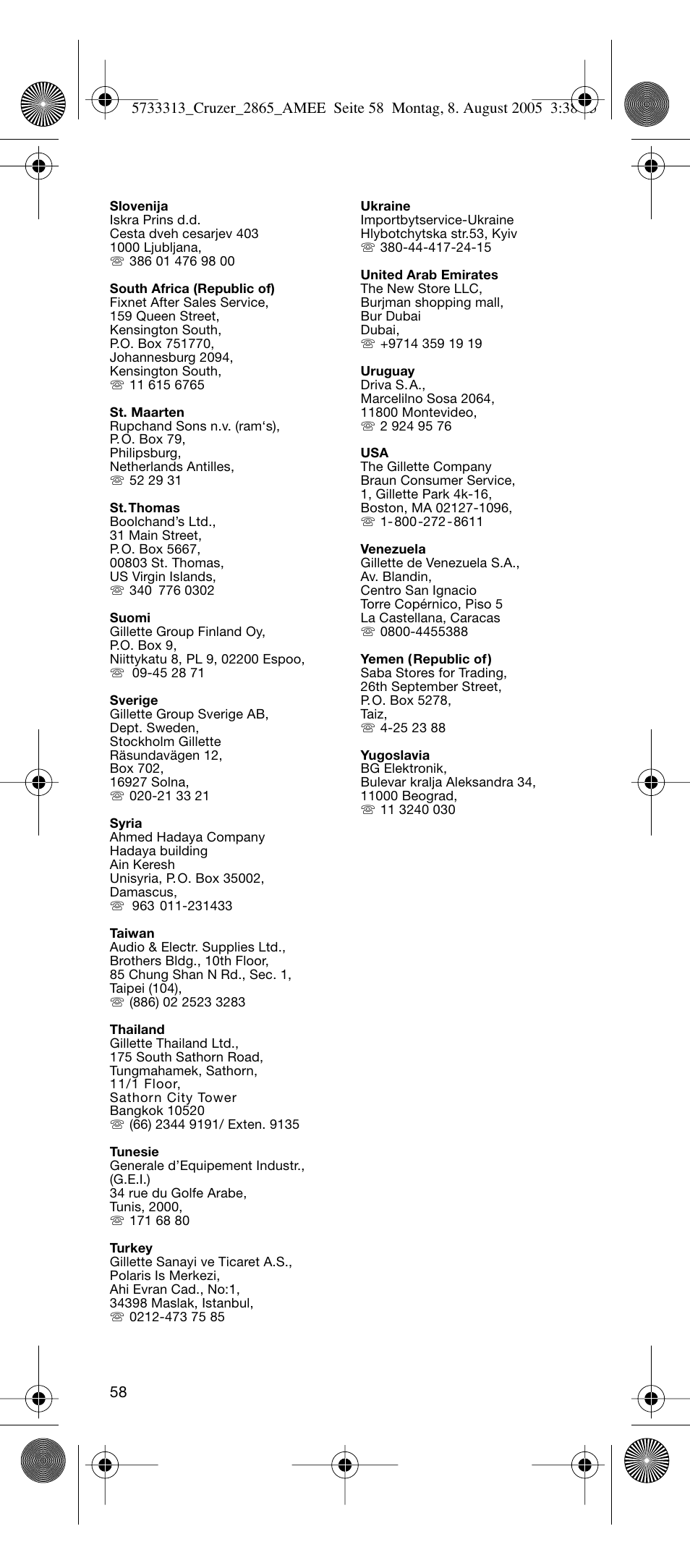Braun 2865 User Manual | Page 58 / 62