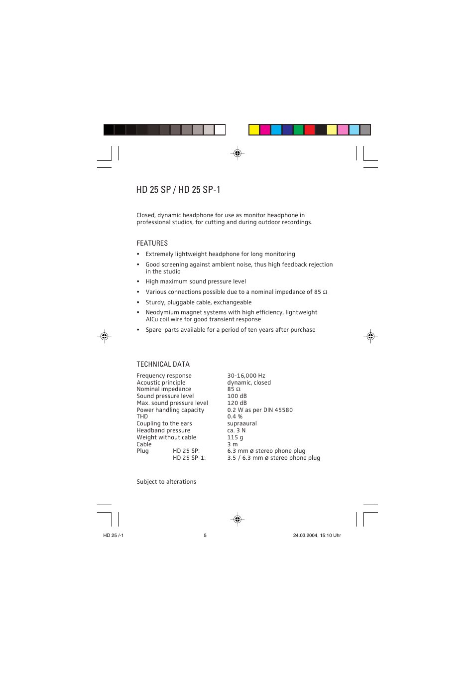 Sennheiser HD 25 SP User Manual | Page 3 / 8