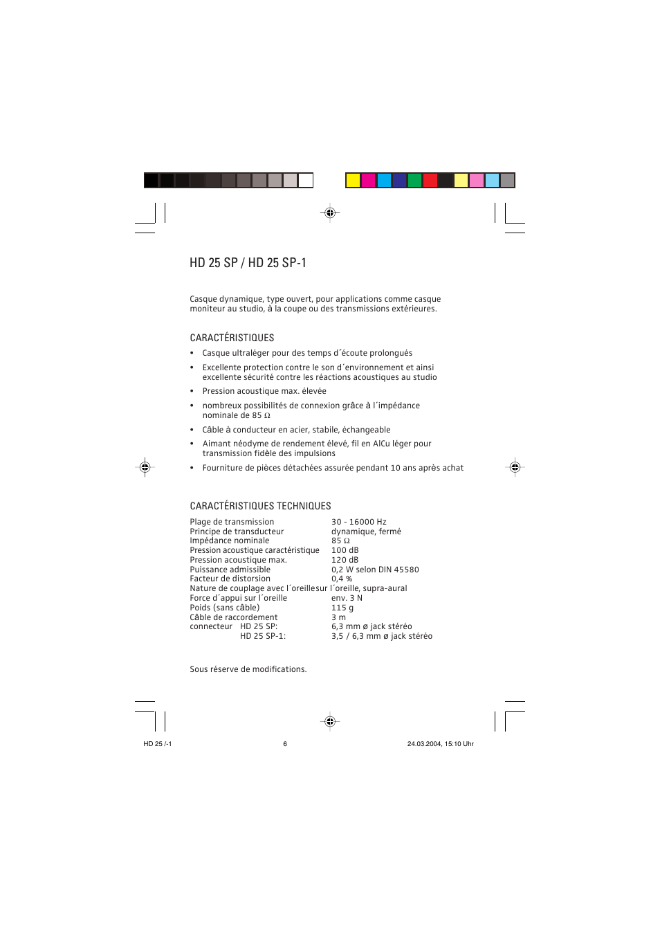 Sennheiser HD 25 SP User Manual | Page 4 / 8