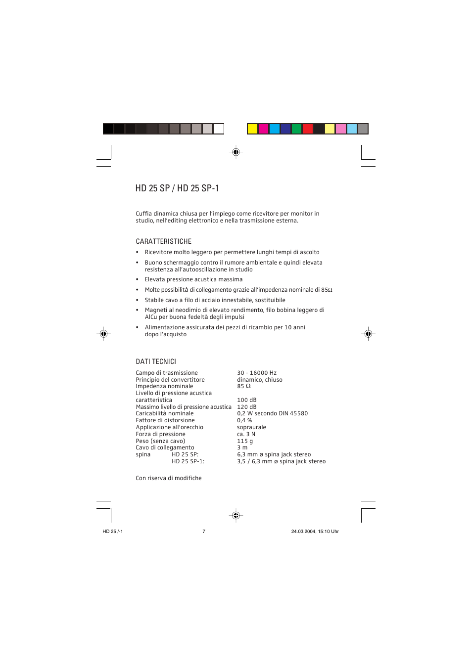 Sennheiser HD 25 SP User Manual | Page 5 / 8