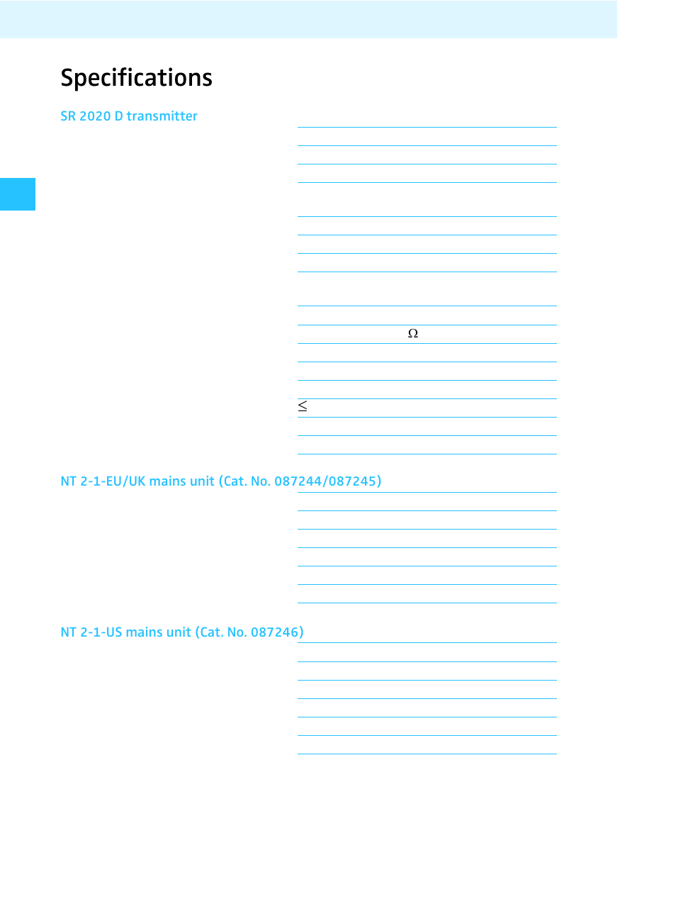 Specifications | Sennheiser Tourguide Wireless Transmitter SR 2020 D User Manual | Page 28 / 32